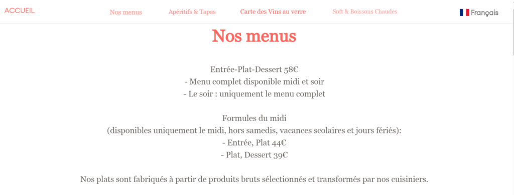 Prix et menu du Quatrième Mur à Bordeaux