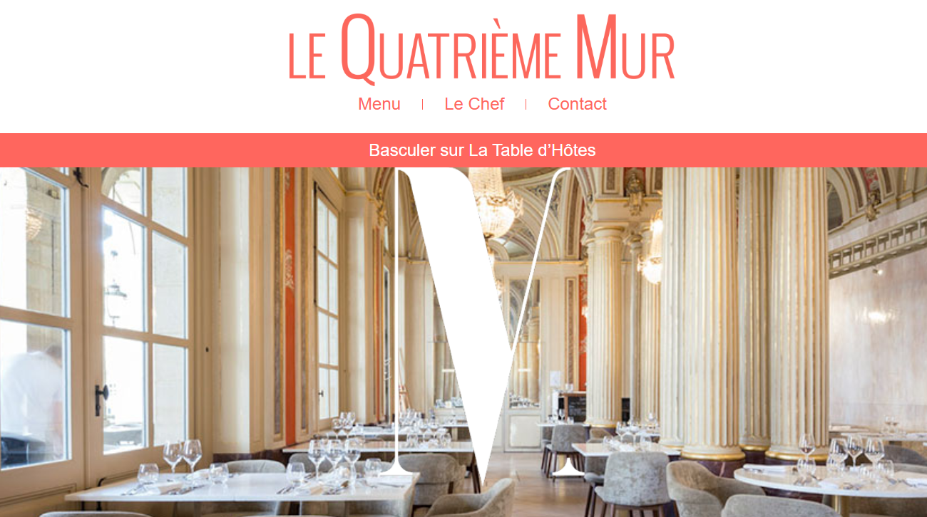Prix et menu du Quatrième Mur à Bordeaux
