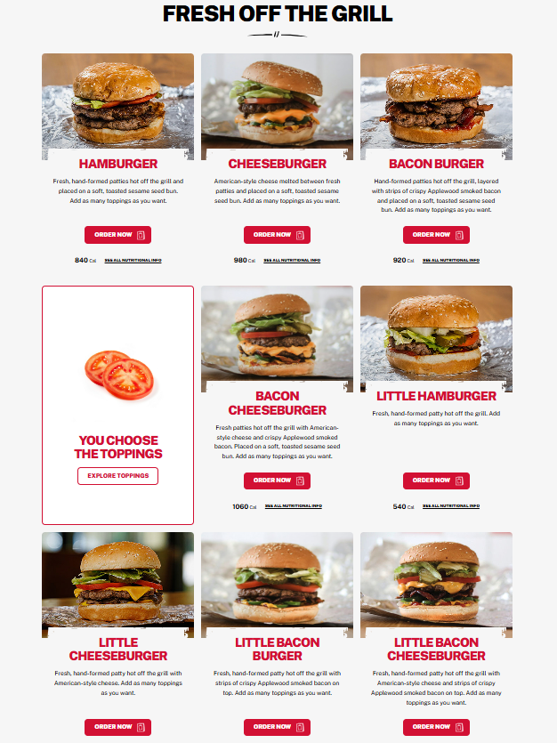 Prix du menu au Five Guys