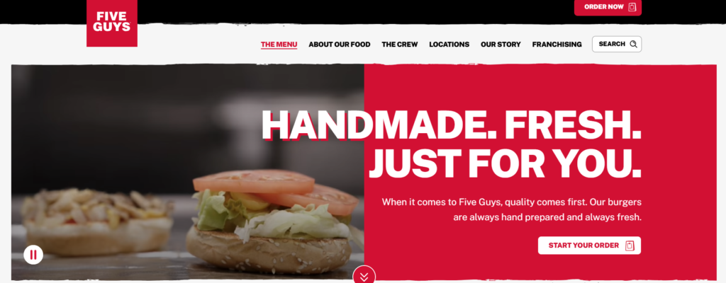 Prix du menu au Five Guys