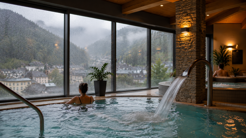 Une femme dans une piscine chauffée