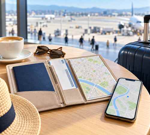 Préparez une note accessible hors connexion. Elle rassemble les billets, l’adresse du logement, les réservations et les numéros utiles. Téléchargez le plan du quartier avant de quitter l’aéroport. Vous resterez autonome sans réseau mobile. Dans l’Union européenne, vérifiez la validité de la carte européenne d’assurance maladie. Consultez également les formalités et les alertes destinées aux voyageurs français. L’inscription au Fil d’Ariane permet de recevoir les messages officiels liés à votre destination.
Comparez les mêmes options de bagage avant de réserver un départ en milieu de semaine.
Prenez un billet modifiable si la météo ou un ferry conditionne le programme.
Choisissez des horaires d’arrivée compatibles avec les transports publics et le logement.
Conservez une copie numérique de vos pièces d’identité, de votre assurance et de vos confirmations.